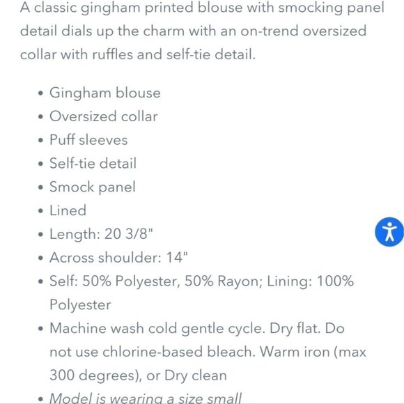 Nwt Greylin | Trina Gingham Top with Oversized Collar - Picture 14 of 14